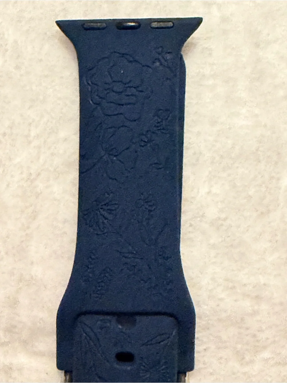Silicone Floral Embossed Apple Watch Band - Blue & Light Gray